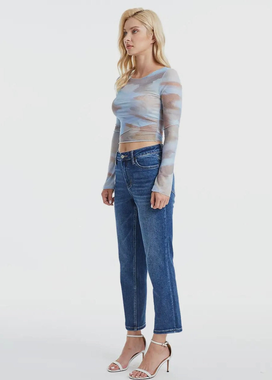 Bayeas Mid Rise Crop Straight Jeans