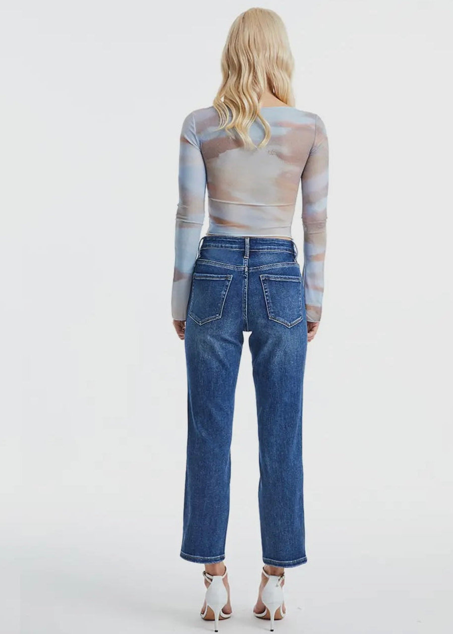 Bayeas Mid Rise Crop Straight Jeans