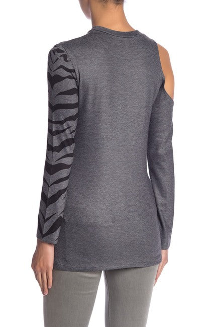 One Shoulder Cutout Tiger Sweater - hokiis