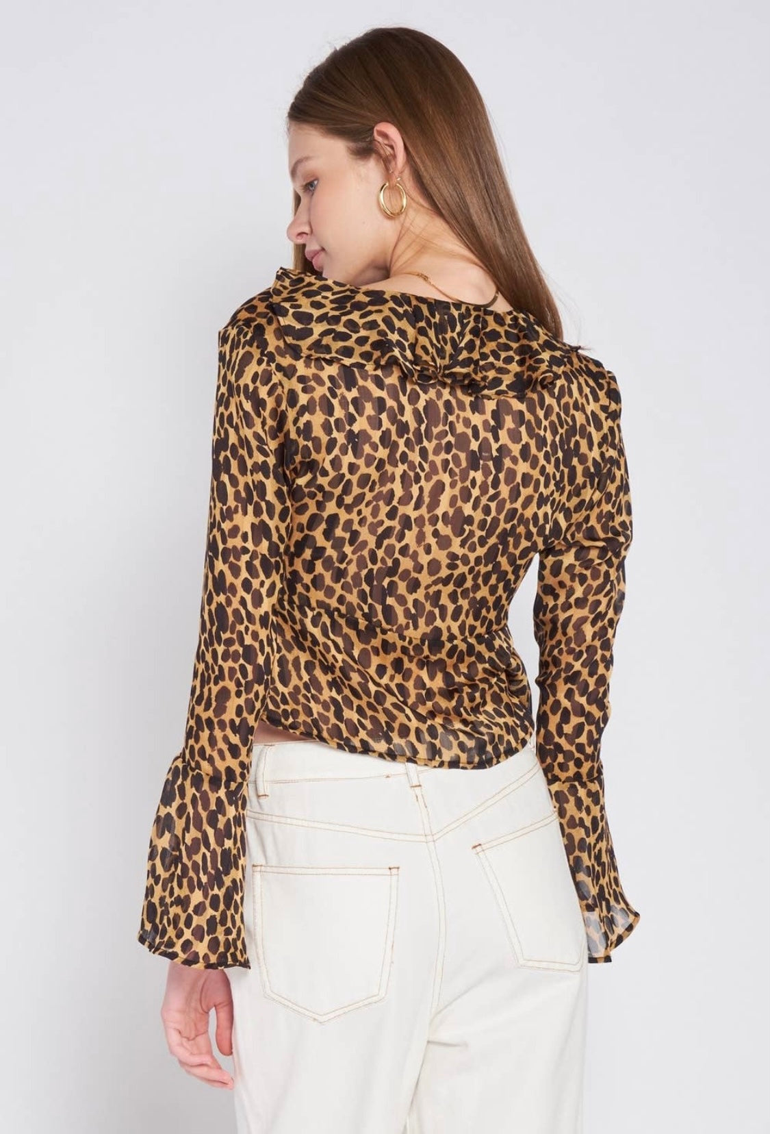 Bell Sleeve Cheetah Blouse